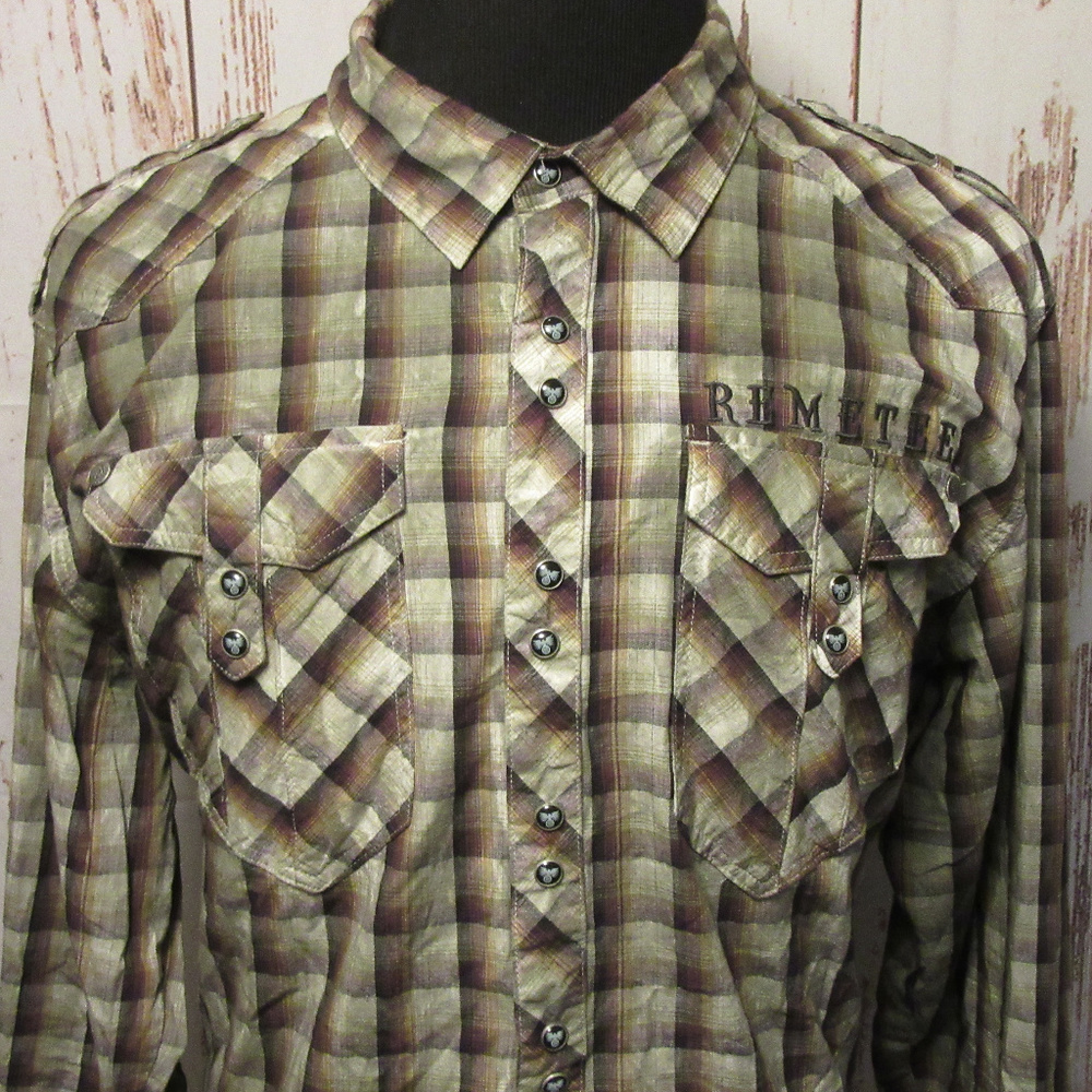 Remetee Western Plaid Snap Button shirt
